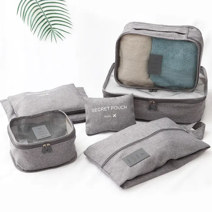 Organizador de Equipaje Bolsas de Embalaje, Juego de 7 Piezas, Gris - 1