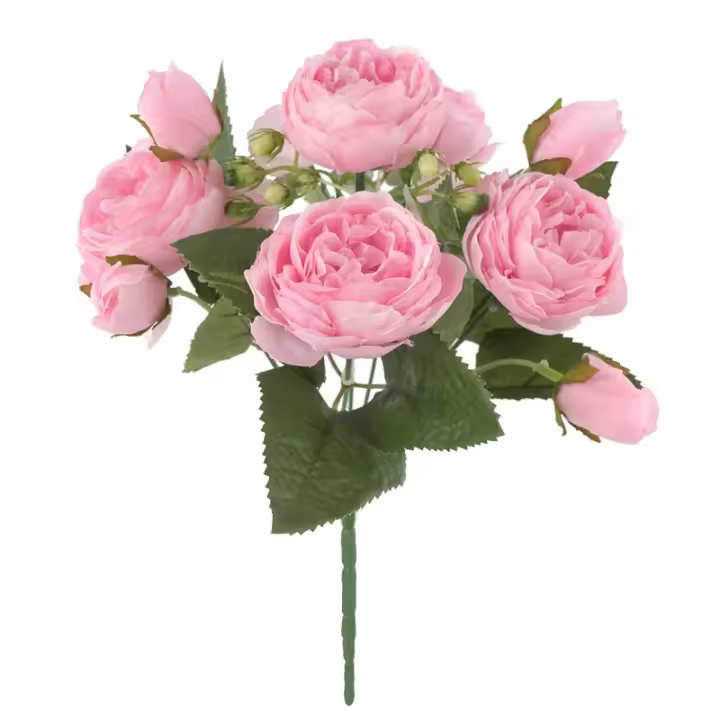 Ramo De Flores Artificiales Peonía De Seda Para Decoración De Casamiento Y Hogar Piezas Pequeñas Diseño De Bouquet Para Interior - 1
