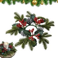 Anillo De Navidad Con Velas De 11 Pulgadas Accesorio De Vela Para Cocina Y Armario Con Bayas Y Nueces Rustico Para Hogar Y Centros De Mesa - details 4
