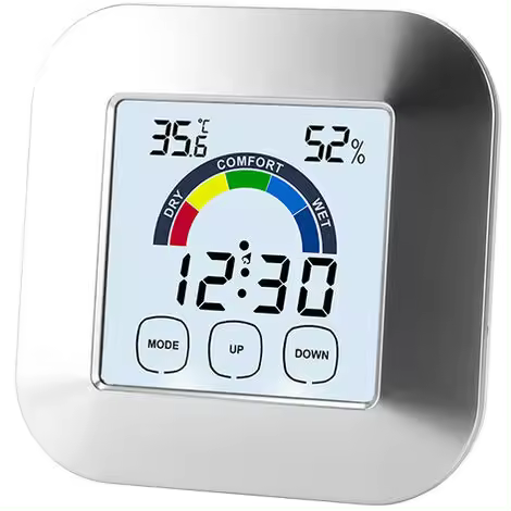 Reloj, pantalla LCD táctil para interiores Termómetro higrómetro Reloj despertador eléctrico Reloj meteorológico 1 pieza (3.3x3.3in) - 1