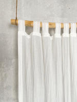 Cortina De Living Con Diseño De Grua Japonesa Y Cinturón Blanco Puro Cortina Plegable Moderna Para Ventana Plana Sin Regulación De Luz - details 3