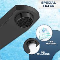Grifo lavabo negro mate acero inoxidable monomando agua fria y caliente con 2 mangueras incluidas grifo negro lavabo grifo baño negro grifo de lavabo negro - details 3