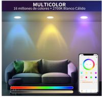 Foco Empotrable LED Techo RGB Blanco Cálido Inteligente de marca Dusktec, 10W 1000LM, Luces Ojos de Buey LED para Techo Colores Bluetooth, Downlight Smart Regulable para Dormitorio Baño, Compatibles con Alexa ( 4 Unidades ) - details 2