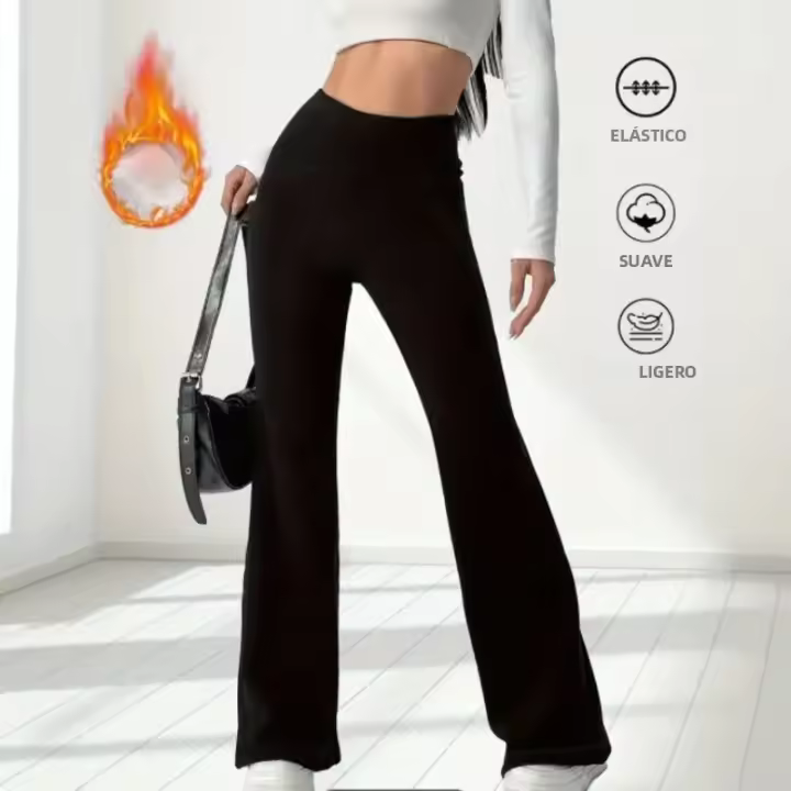 Leggings De Veludo Térmico Para Otoño E Invierno Con Cintura Alta Y Levantamiento De Caderas Pantalones De Yoga De Invierno Flared Y Anchos - 1