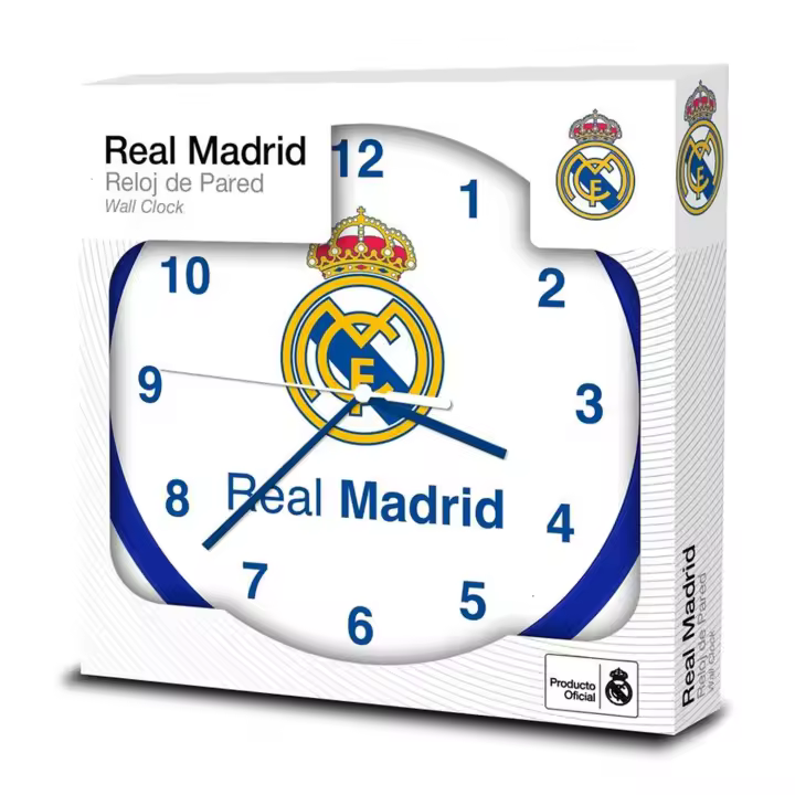 Real Madrid Reloj 24cm, Reloj De Pared para Niños y Adultos, Reloj Analógico Infantil Real Madrid, Regalo Cumpleaños, Navidad, Reyes - 1