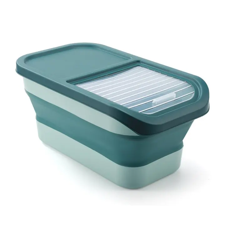 Contenedor De Almacenamiento Para Alimentos Para Perros Y Gatos Colapsable 13/33LB Caja De Alimentos Para Gatos Con Tapa Airtight Para Cocina Granos Y Arroz - 1