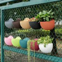 Maceta De Medio Círculo Estilo Europeo Imitación Rattan Colgante Para Pared Florero Para Exteriores Y Balcones Del Hogar - details 7
