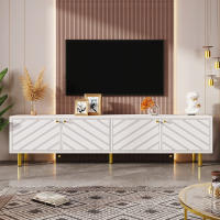 Soporte de TV Moderno Blanco | Asas Doradas + Pies de Metal Premium | 4 Puertas con Almacenamiento Amplio | Diseño Elegant para Estilos Nórdicos, Clásicos y Modernos | Ideal para Salón y Espacios Premium - details 0