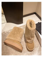 Botas De Nieve Para Mujer Con Aumento De Altura Y Suela Gruesa 2024. Botines De Invierno Con Forro De Peluche Y Algodón Espeso. Material De La Parte Superior PU. Botas De Media Caña. - details 21