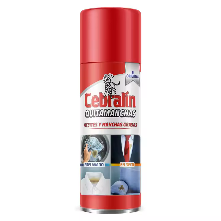 Cebralin - Quitamanchas en Spray, Elimina Manchas de Aceite y Grasas en Textiles, Uso en Seco y Prelavado - 200 ml - 1