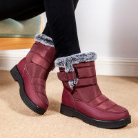 Botas De Invierno Para Mujer Talla Grande 44 Impermeables Con Peluche Grueso Botines De Nieve Con Correa De Ganchillo Y Plataforma Antideslizante - details 1
