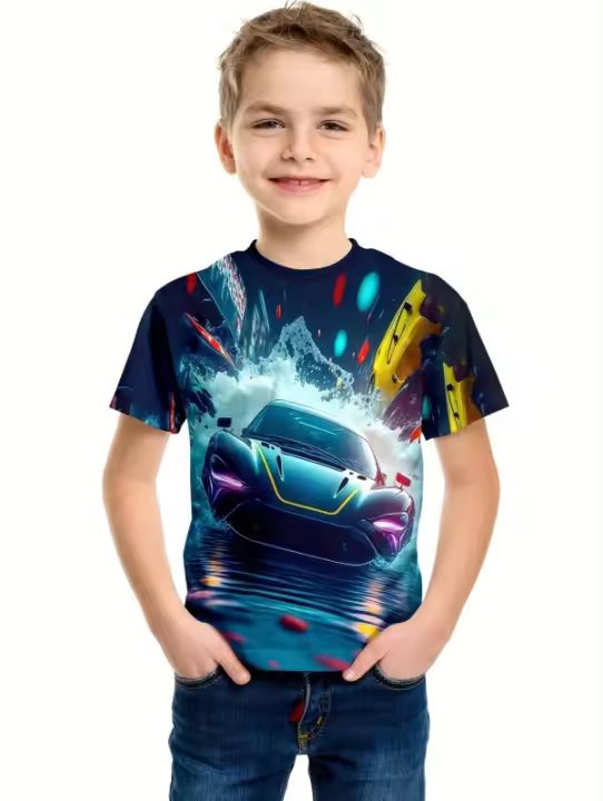 Camiseta De Carreras Para Niños Camisetas De Verano Para Niños Ropa Infantil Estilo Ingles Microfibra Impresión Sin Químicos Originales En China - 1
