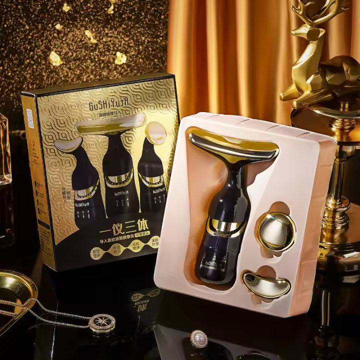 De Belleza Multifunctional 3 En 1 Masajeador Facial Lifting EMS Rejuvenecimiento De Pelo Tensión Anti-Edad Masajeador De Cuello Y Ojos Device - 1