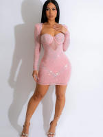 Beyprern Vestido Mini De Noche Con Diamantes Negro Elegante Y Sexy Para Fiesta Cumpleaños Y Salidas Vestido De Fiesta Con Adornos De Cristal - details 9
