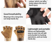 Guantes Tácticos De Medio Dedo Para Camping Senderismo Caza Y Fitness Antideslizantes Deportivos Unisex Hechos De Microfibra Y Poliéster - details 4