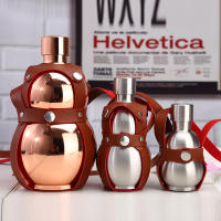 Botella De Vino Portátil De Acero Inoxidable 304 Flasque Ruso En Forma De Calabaza Con Funda Para Copa Ideal Para Actividades Al Aire Libre Y Deportes - details 0