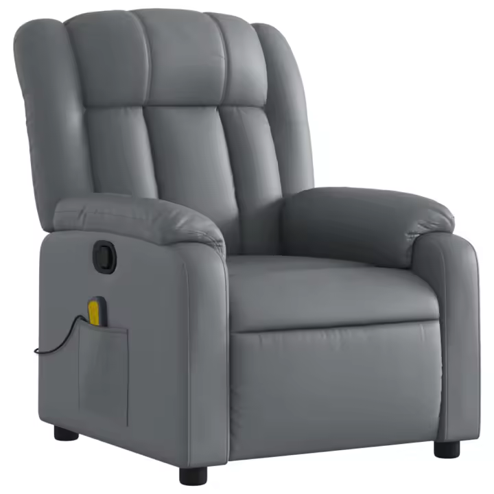 vidaXL Sillón reclinable de masaje cuero sintético Negro, Crema, Marrón Sillon Dormitorio Sillon Comodos Silla Relax Sillón Sofá - 1