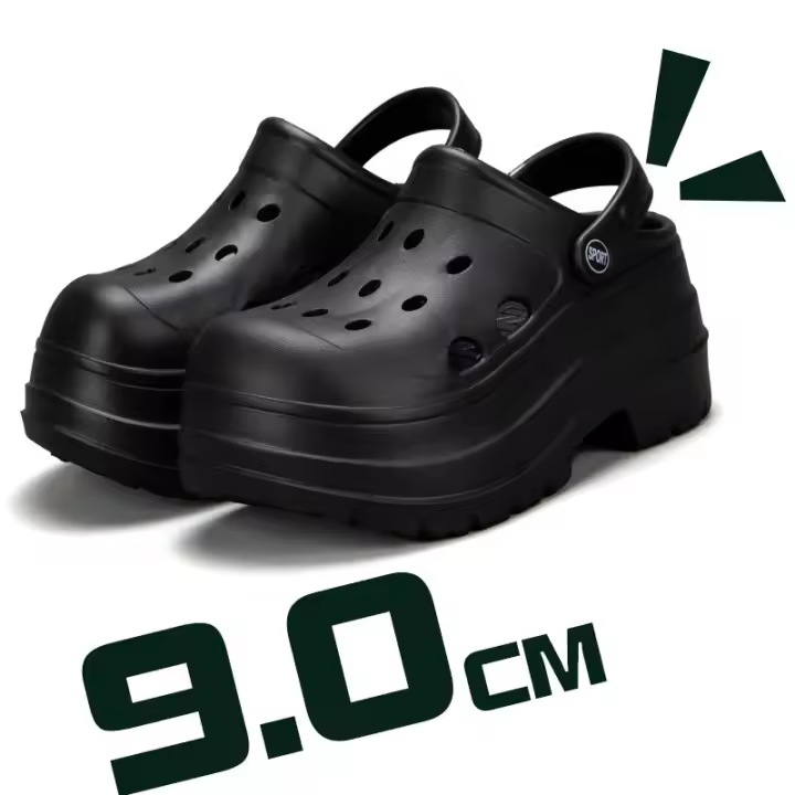 Sandalias De Tacones Altos Para Mujer Verano Cuña Plataforma Cerrada Antideslizante Suela Gruesa EVA Color Negro Blanco Caqui - 1