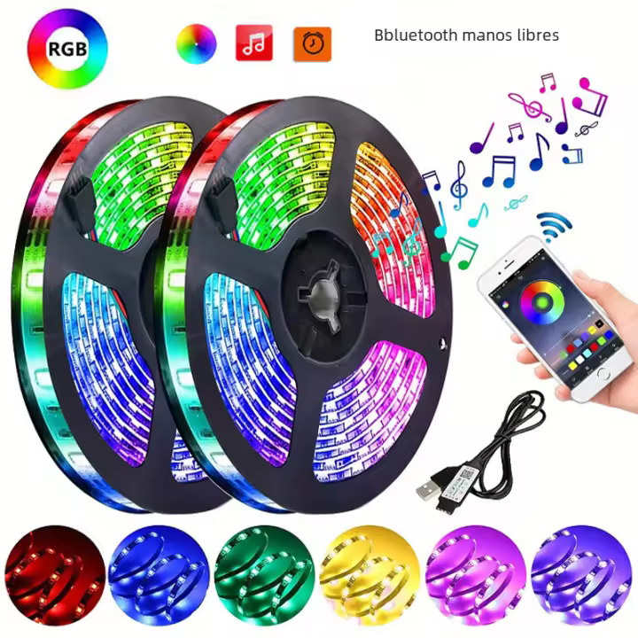 Tiras De Luces LED RGB Con Bluetooth 45M (3 Rolls De 15M) Control Remoto Y APP Para Decoración De Hogar Cambio De Color USB - 1