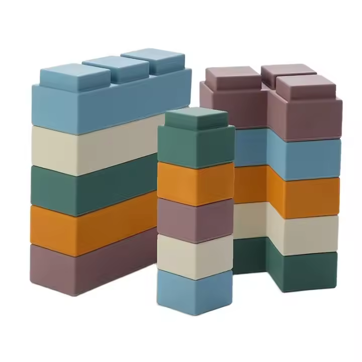 Juguetes Para Bebés 5pcs Bloques De Construcción De Silicona Suave Bloques De Pila Y Mordedores De Goma Juguete Montessori - 1