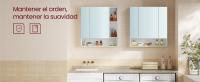 VASAGLE Armario de Baño con Puertas de Espejo, Armario de Pared de Baño, Armario de Pared con Espejo, Compartimento Abierto, Estantes Ajustables, 16,5 x 70 x 75 cm/16,5 x 90 x 75 cm, Blanco Nube - details 0