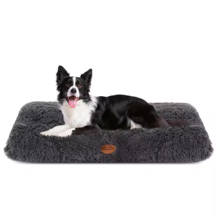 Nobleza - Cama Perros Medianos, Cama Perro Lavable, Peluche Largo Cama Para Perros, Suave y Esponjoso Gris Oscuro - 1
