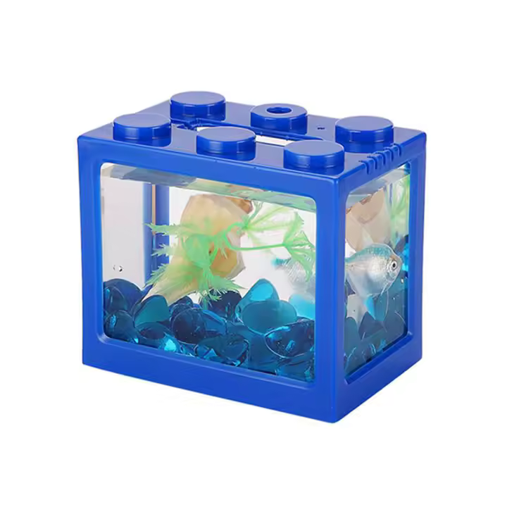 Acuario De Peces Miniatura Creativa DIY Bloques De Construcción Desmontables Para Escritorio Decoración Para Hogar Y Oficina Caja De Alimentación Para Betta - 1