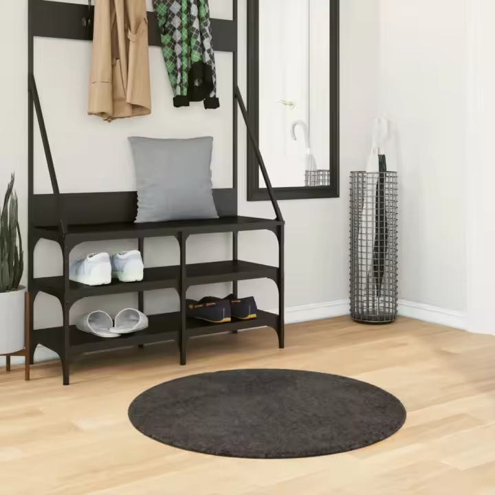 vidaXL Alfombra pelo largo aspecto brillante ISTAN antracita Ø 80 cm - 1