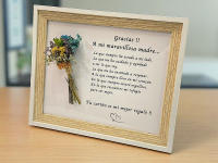 Regalo para los padres madre marco con mensaje y ramo de flores naturales preservadas y secas detalle para bodas aniversario día de la madre marco de madera con mensaje de agradecimento a nuestra madre padres - details 0