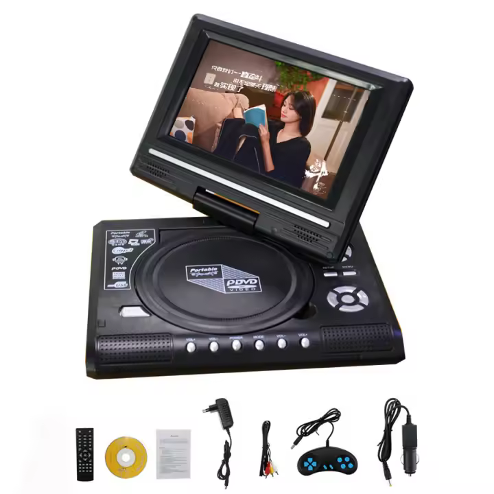 Reproductor de DVD Portátil con Pantalla Giratoria HD de 7,8'', Altavoz Estéreo, Soporta Discos/SD/USB - 1