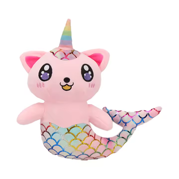 Muñeco De Peluche De 28cm En Forma De Sirena Gato Juguete Suave De Peluche Para Decoración De Habitación De Niños Regalo De Cumpleaños - 1