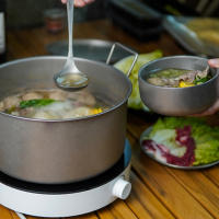 Cuchara De Titanio Puro Tomshoo Con Gran Cuenco Para Sopa Miel Arroz Kit De Cocina Para Cocina Al Aire Libre Camping Hogar Utensilios De Cocina - details 8