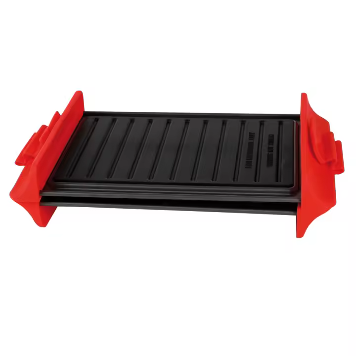 Plancha para Microondas de Acero Antiadherente, Cuenta con Asas y Cierre de Silicona Resistente, Cocción a la Parrilla Fácil y sin Ensuciar, Ideal para Sándwiches, Carnes y Verduras - 1