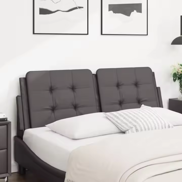 vidaXL Cabecero de cama acolchado cuero sintético gris 120 cm - 1