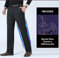 Pantalones De Negocios Para Hombre Talla Grande Corte Slim Moda Casual Estirado Adecuado Para Otoño Verano Pantalones Sólidos Negros Azules Oscuros - details 6