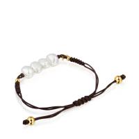 TAOS de Plata 925 con Perlas y Oso Dorado Pulsera de cuero - details 2