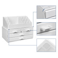 Organizador de maquillaje de acrílico blanco, con 4 cajones, para baño o dormitorio, ideal para pintalabios, joyas y esmalte de uñas - details 4