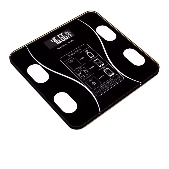 Báscula De Cuerpo Con LED Digital Inteligente Sincronizada Con La Energía De La Batería Escala Electrónica De Salud Familiar De Vidrio Reforzado Cuadrada Máxima Capacidad De 200KG - 1