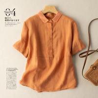 Camisa Blanca Amarilla De Algodón Lino Para Mujer Cuello Botones Manga Larga Suelta Oversize Blusa De Otoño Deportiva Yoga - details 13