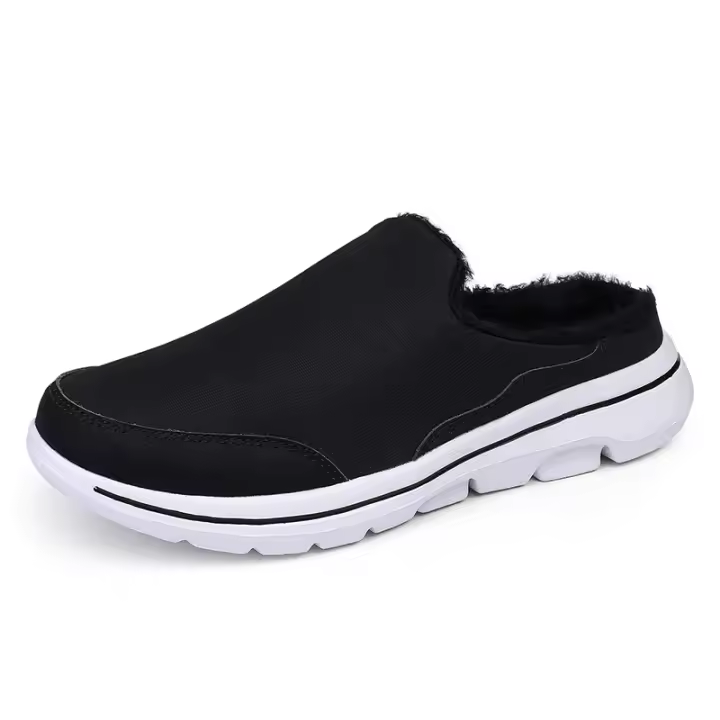 Zapatillas Casuales De Algodón Para Hombre Invierno Cómodas Y Cálidas Zapatillas De Casa Con Piel Media Botines Suaves Y Ligeras Para Interior - 1