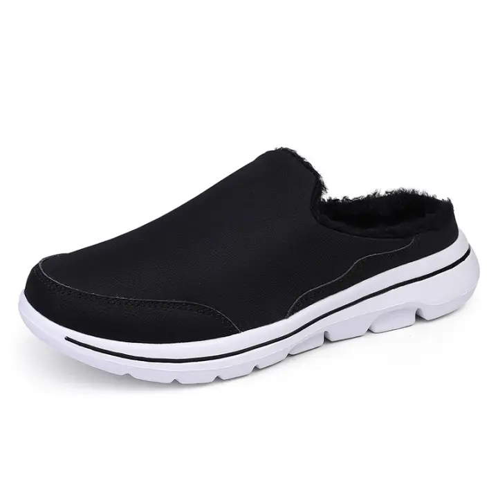 Zapatillas Casuales De Algodón Para Hombre Invierno Cómodas Y Cálidas Zapatillas De Casa Con Piel Media Botines Suaves Y Ligeras Para Interior - 1