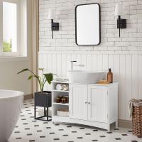 Mueble bajo Lavabo Extra Largo - Con 2 Puertas y Estantes Ajustables, Compartimentos Abiertos, Ideal para Baño, 90x30x60 cm - details 2