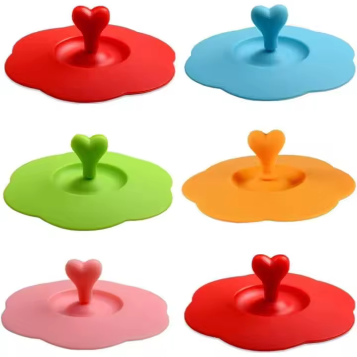 6 unids taza de vidrio de silicona cubre tapas reutilizables anti polvo taza cubre café té taza cubierta para tazas cuencos tazas latas - 1