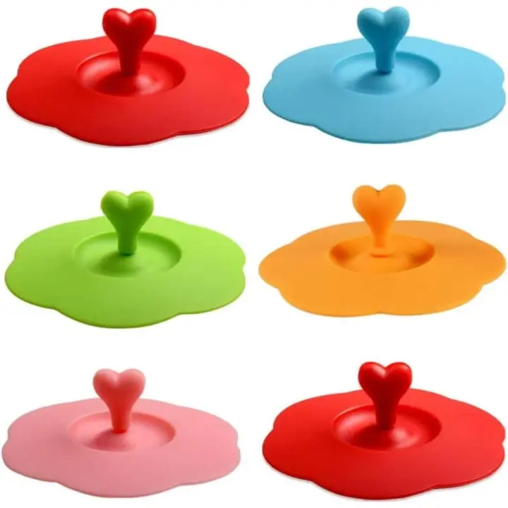 6 unids taza de vidrio de silicona cubre tapas reutilizables anti polvo taza cubre café té taza cubierta para tazas cuencos tazas latas - 1