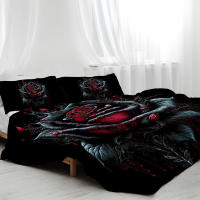 Set De Fundas Para Edredón Y Almohadas 3Pc Con Patrón De Sangre Y Tinta Rosa Romántica Y Flores Rojas Y Negras 100% Poliéster Moderno Para Cama De 1.5m a 2.2m - details 5