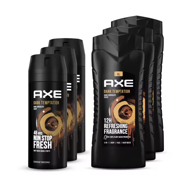 Axe Pack Dark Temptation Gel de Ducha 400ml x3 + Desodorante Bodyspray 150ml x3 - Pack de 6 - 1