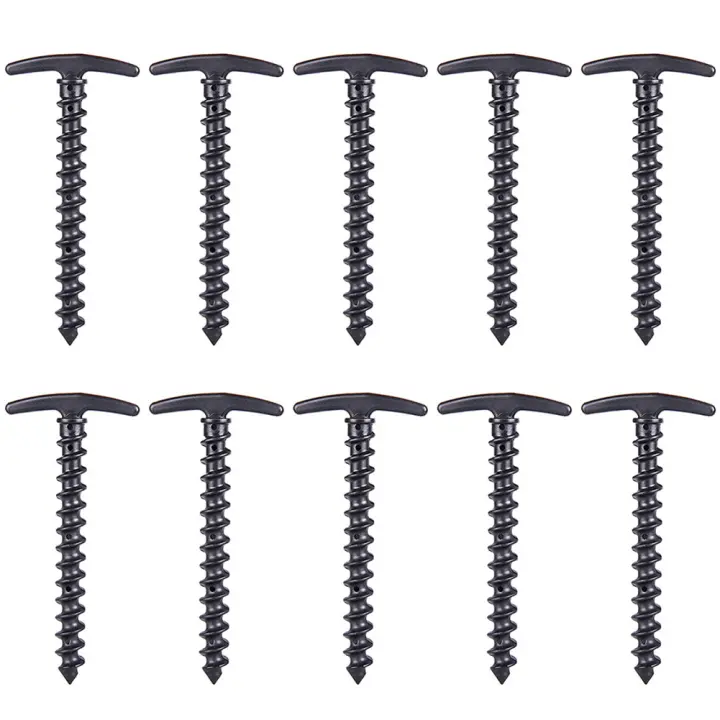 10pcs De Tornillos De Tierra Para Acampar Y Camping Ancoraciones De Suelo Palos De Tienda De Acampar Herramientas De Escalada - 1