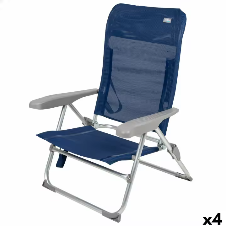 Silla de Playa Aktive Azul marino 47 x 89 x 56 cm (4 Unidades) - 1