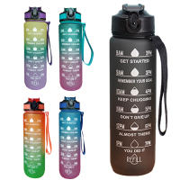 Botella De Agua Deportiva De 1L Con Marca De Tiempo Y Color Gradiente Resistente a Fugas Para Oficina Gimnasio Exterior - details 4