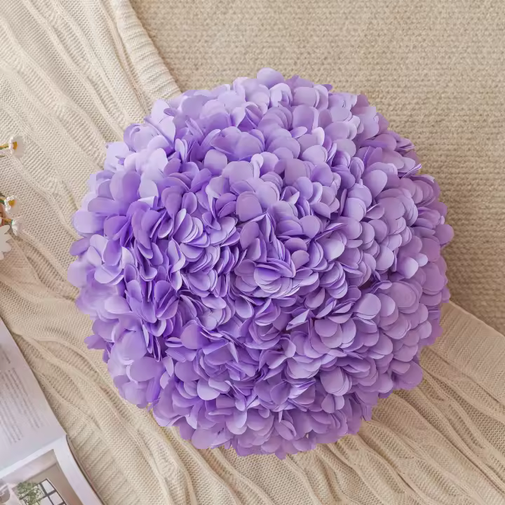 Funda de almohada con flores de hortensia tridimensionales hecha a mano, ligera y de lujo, para sofá, balcón, ventanal, cojín de noche - 1